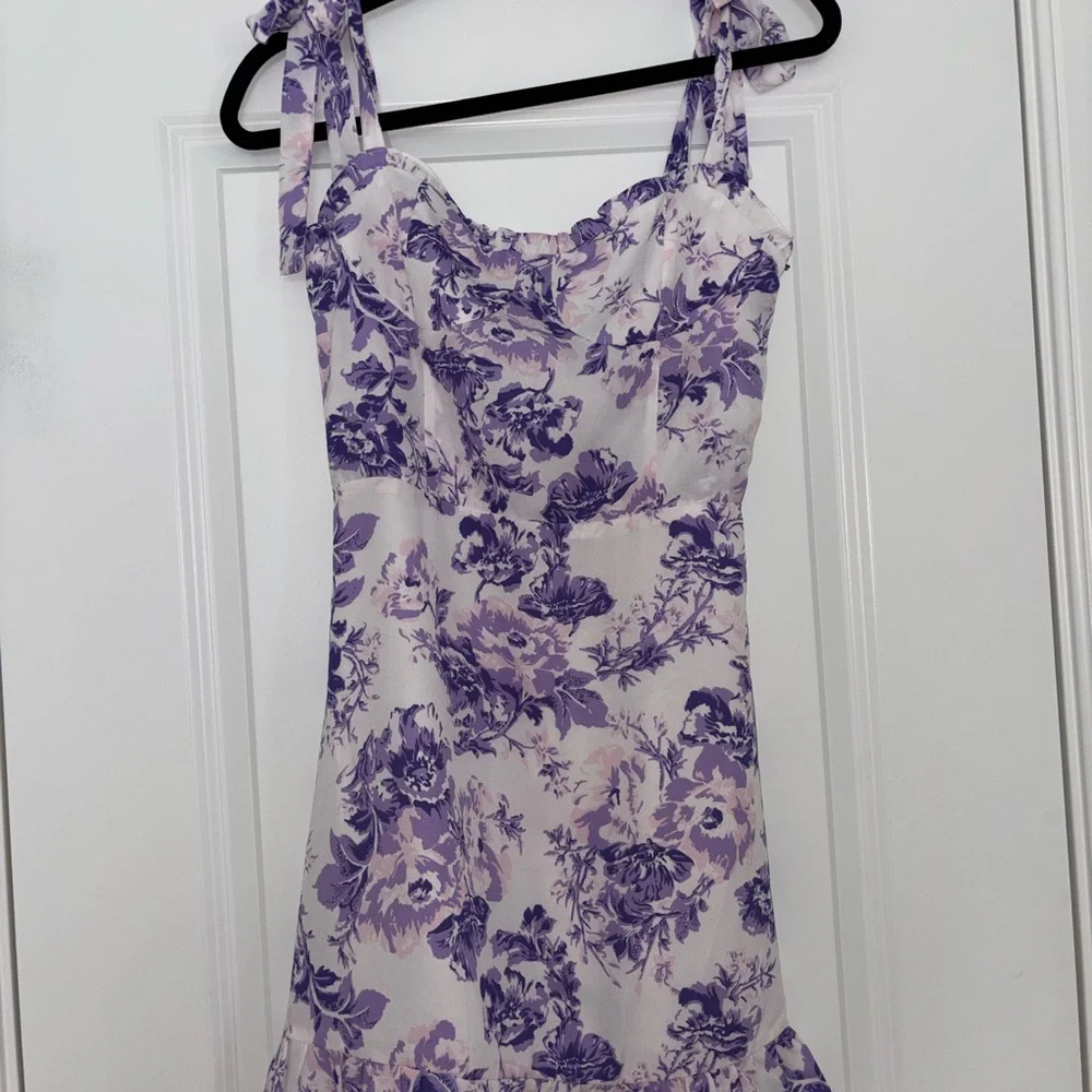 Aqua Purple and White Floral Dress - Picture 13 of 13